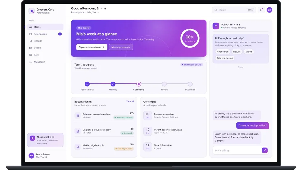 Preview of an illustrative business workspace with sample records