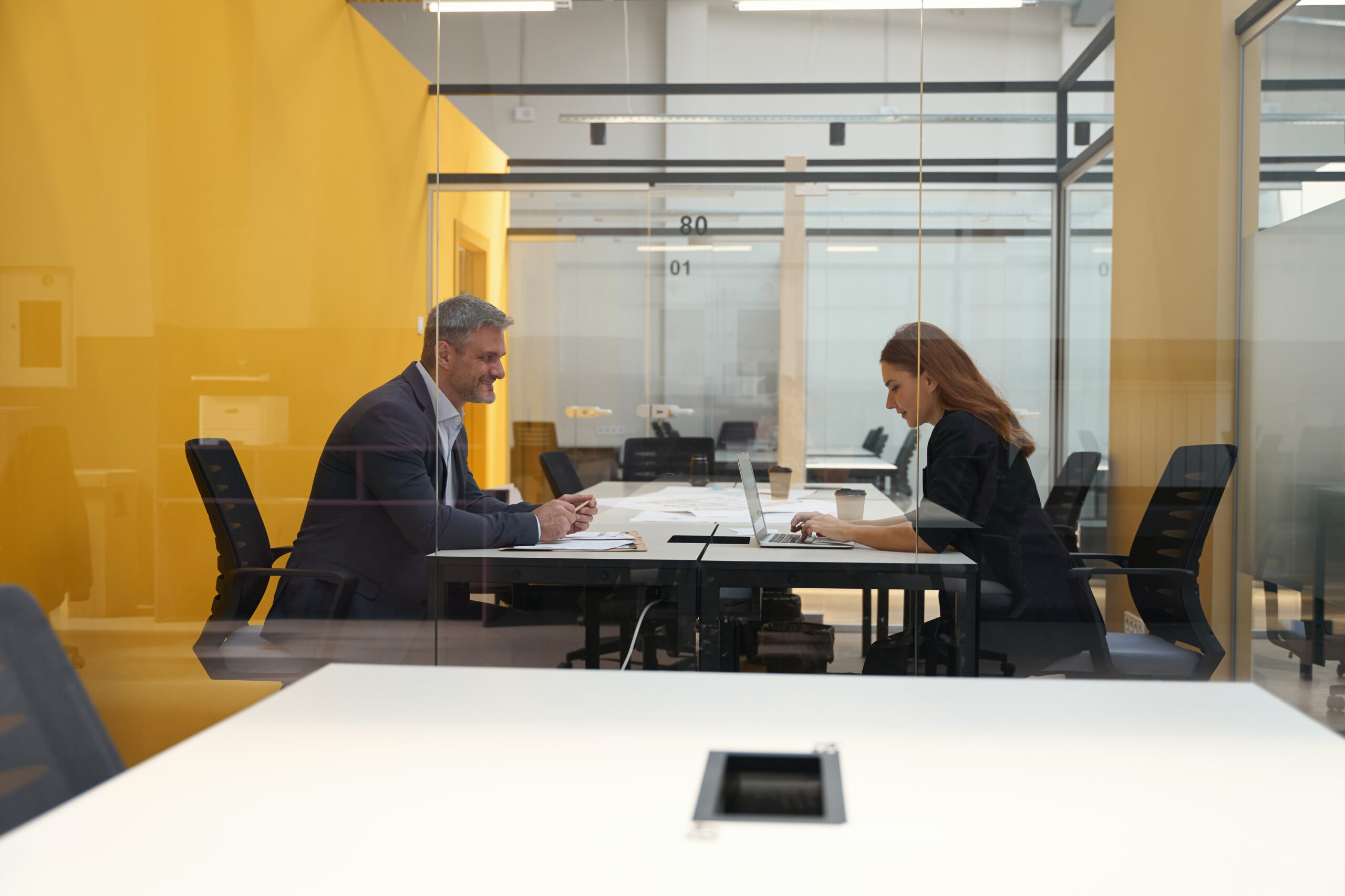 Professional meeting in a contemporary office; illustrative stock photograph