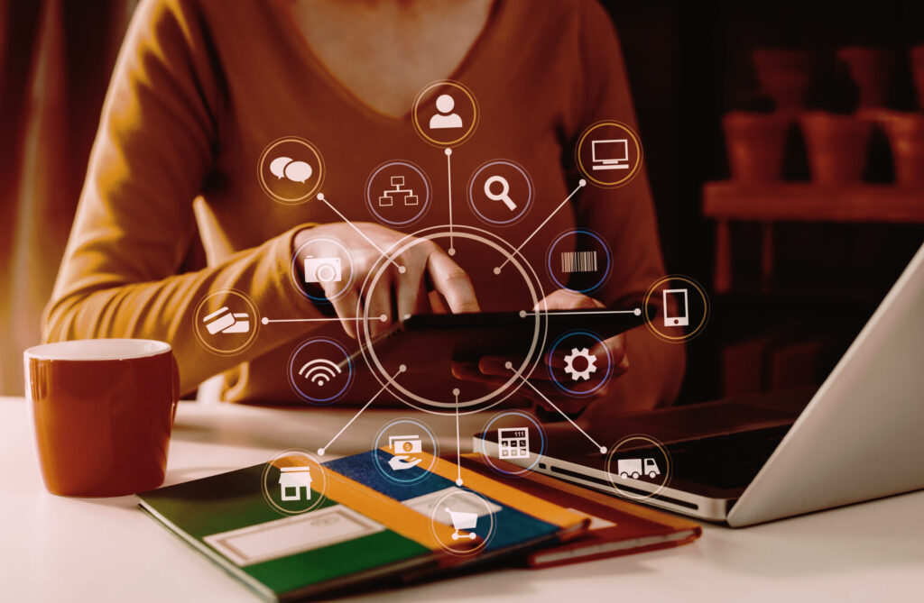 Developers reviewing connected systems across multiple screens